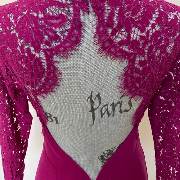 Lulus Dark Fuchsia Lace Cocktail Dress,  Open Back - Picture 2 of 8